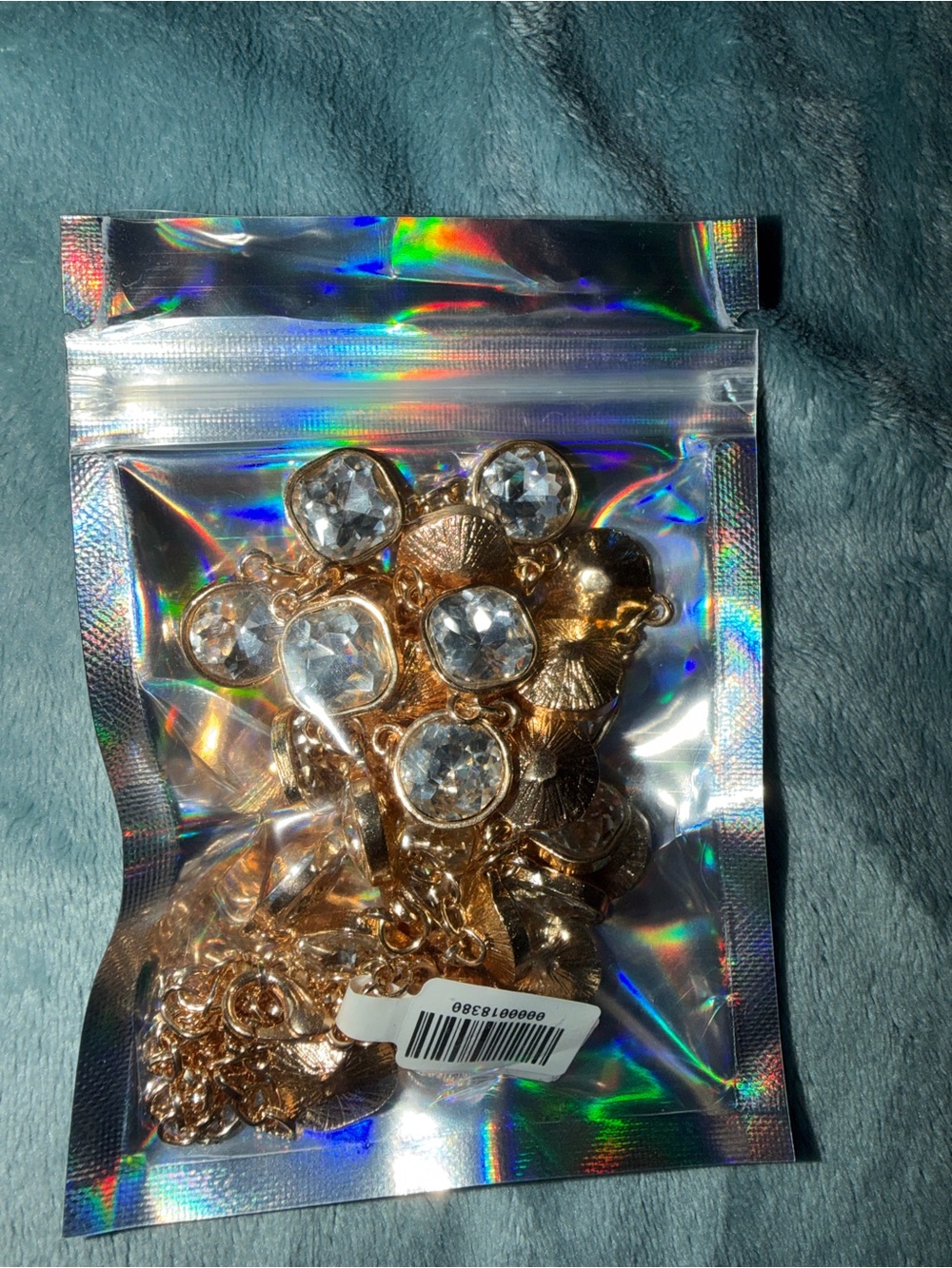 Gold-tone Crystal Charm Necklace - Clear Stones